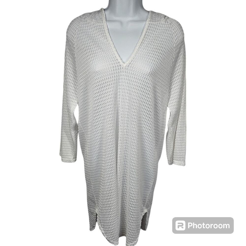 Jordan Taylor Pullover Hooded Waffle Knit Swimsuit Cover Up Size L